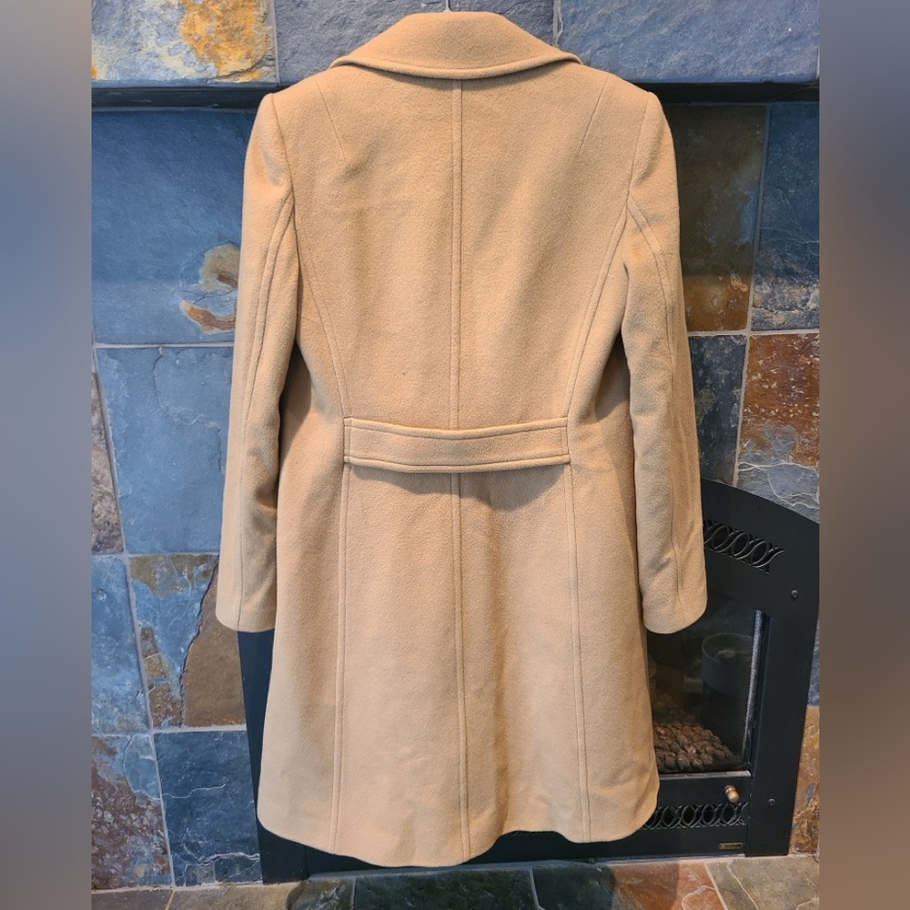 J Crew Wool and Cashmere Double Breasted Trench Coat Beige/Camel size 4T lined - Picture 11 of 12